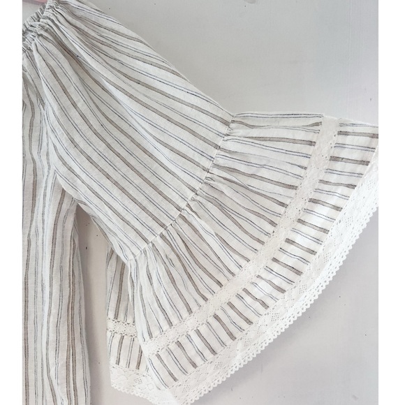 Lovestitch Striped Linen Blend Off The Shoulder Top Size Medium NWT - Picture 5 of 13